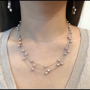 New Freshwater real AAA purple lavender pearls 925 silver necklace chic